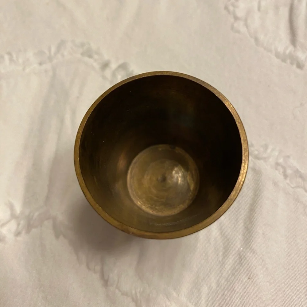 Brass shot glass lassi cup vase small etched engraved holder party.  #16